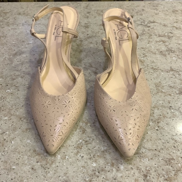 NWOT AGL Sling Back Leather Pumps in Powered Pink Size 8.5 (38.5) - Picture 2 of 5